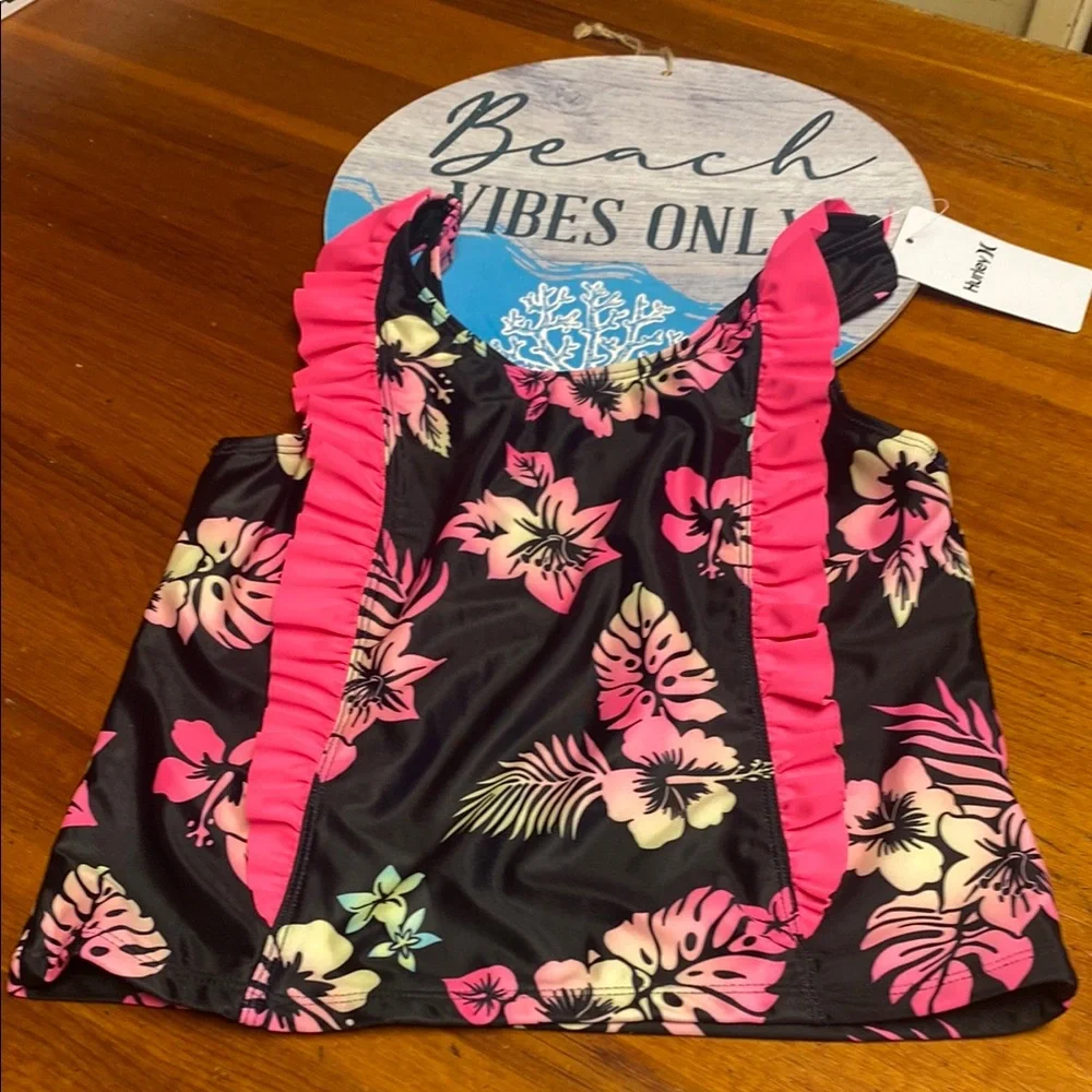 Girls Hurley Black Floral Tank Top
